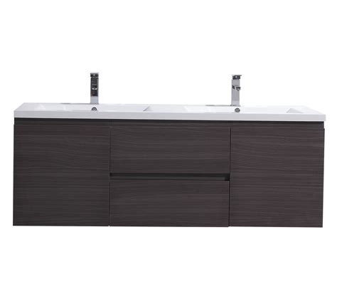 Molly 60 Double Sink Grey Oak Wall Mounted Modern Vanity Bathroom