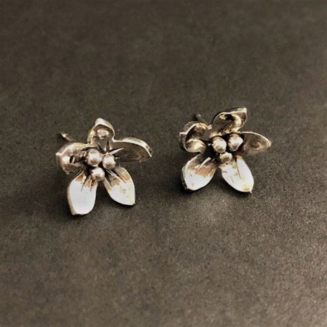 Sterling Silver Flower Studs Individually Hand Fabricated Medium Size