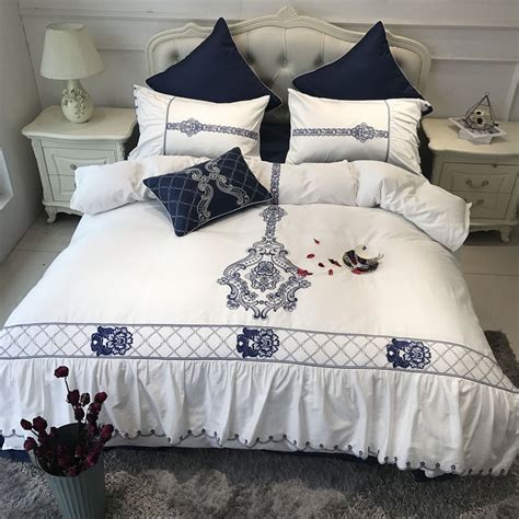 Enjoy free shipping & browse our great selection of bedding, kids bedding, daybed ensembles and more! 4/7Pcs Blue and white porcelain Embroidery Luxury ...