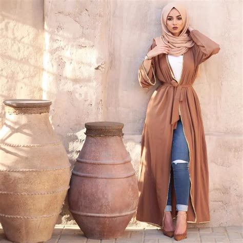 Elegantmuslim Open Abaya Maxi Dress Beading Cardigan Long Robe Kimono Loose Jubah Ramadan Arabic