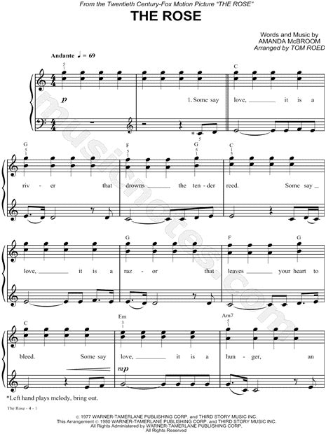 It's the heart afraid of breaking that never learns to. Print and download The Rose sheet music by Bette Midler ...