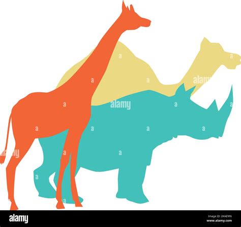 African fauna logo. Wild animals color silhouettes Stock Vector Image