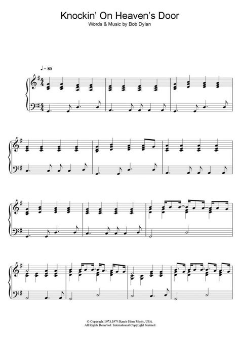 We have an official knockin on heavens door tab made by ug professional guitarists.check out the tab ». Knockin' on Heaven's Door Piano Sheet Music
