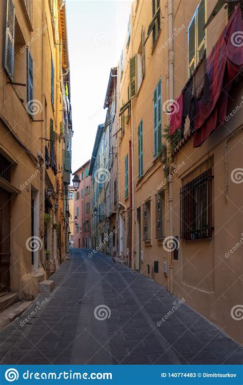 Narrow Street In Menton France Stock Image Image Of Mediterranean