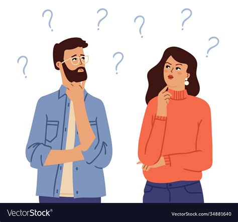 Couple Thinking Confused People Doubt Girl Man Vector Image