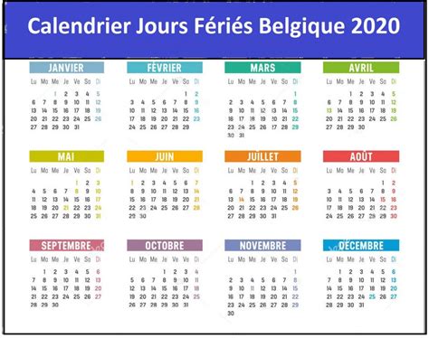 Jours Fériés Legaux Belgique 202 Calendrier 2020