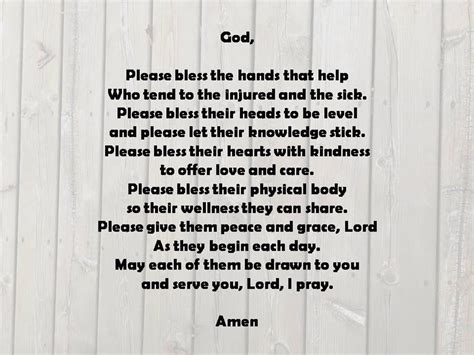 Hand Blessing Photo Poem Print Downloadable Nurse Blessing Prayer