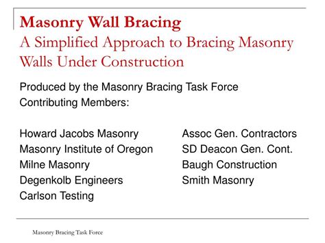 Ppt Masonry Wall Bracing A Simplified Approach To Bracing Masonry Walls Under Construction