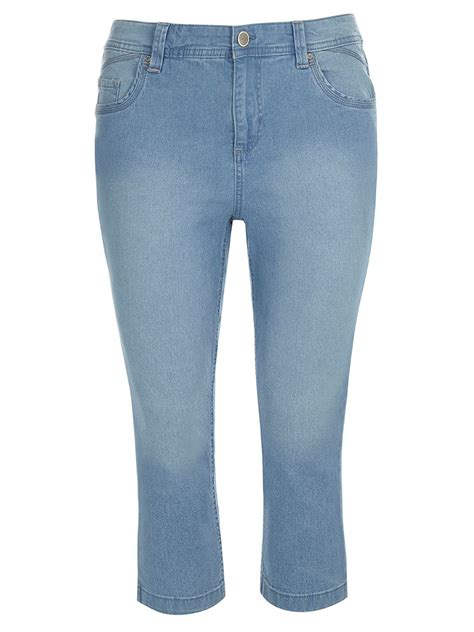 3vans Blue Bleach Cropped Denim Jeans Plus Size 14 To 32