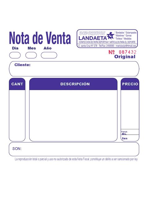 Nota De Venta Pdf