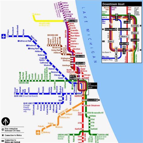 Chicago Transit The El Train Map Chicago Map Subway Map