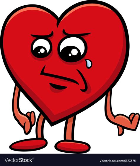 Sad Heart Cartoon Character Royalty Free Vector Image