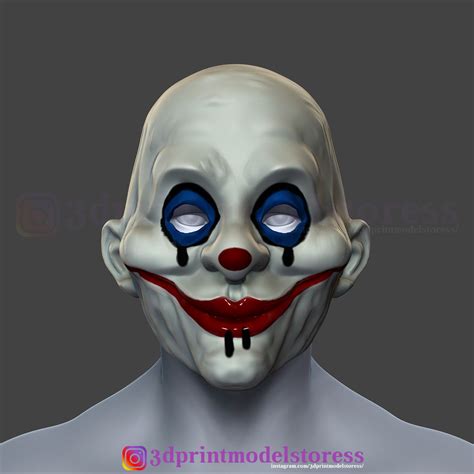 3d Print File Cosplay Helmet Joker Dark Knight Henchmen Clown Mask Stl