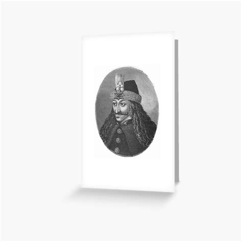 Vlad The Impaler Portrait Black And White Greeting Card By Mad Boy