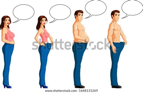 Weight Loss Before After Comparison Stock Vector Royalty Free