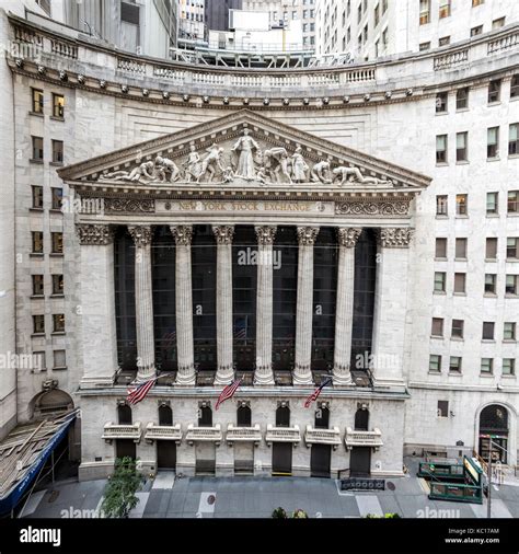 The Limestone Facade Of The World Famous New York Stock Exchange