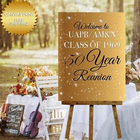 Class Of Reunion Gold Custom Welcome Canvas Sign Canvas Signs Class