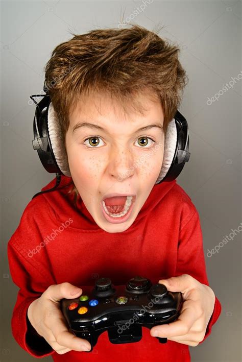 Kid Gamer He Is Surprised And Shocked — Stock Photo © Prometeus