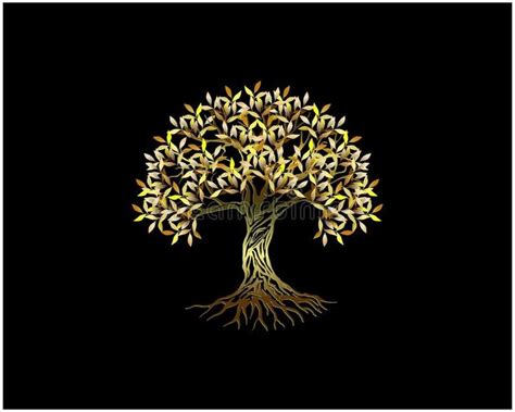 Illustration About Golden Tree Logo Exotics Logo Designs On Black