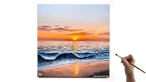 Acrylic Painting Tutorial Sunset Beach How To Paint A Sunset Beach Painting Easy For Beginners