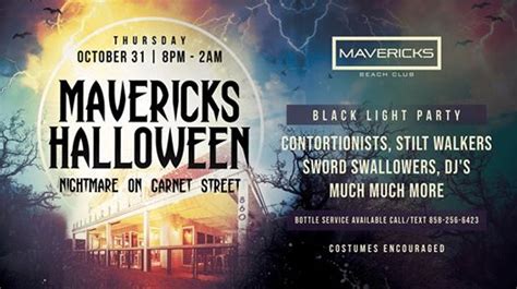 Maverick's beach club is located a block from the ocean in pacific beach. Mavericks Nightmare on Garnet Halloween Party at Mavericks ...