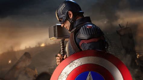 Captain America with Shield Mjölnir HD wallpaper Peakpx