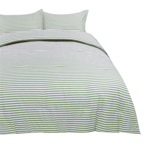 Unique Bargains 3pc Stripe Comforter Set Queen Polyester Green