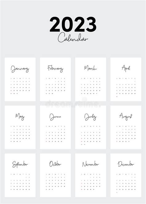 2023 Printable Monthly Calendar Template Design Week Starts On Sunday