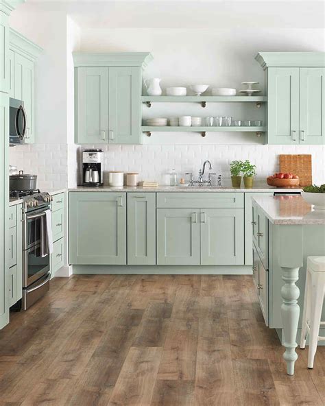 Pistachio Color In Interior Design Distressed Kitchen Cabinets