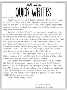Quick Writes for Upper Elementary Students by Literacy for Big Kids