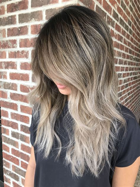 Ashy Balayage High Contrast Ombré Balayage Asian Hair Ash Blonde