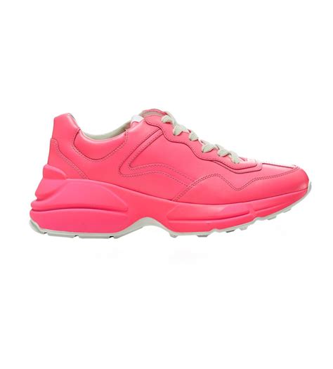 Gucci Rhyton Fluorescent Leather Sneaker In Pink Lyst
