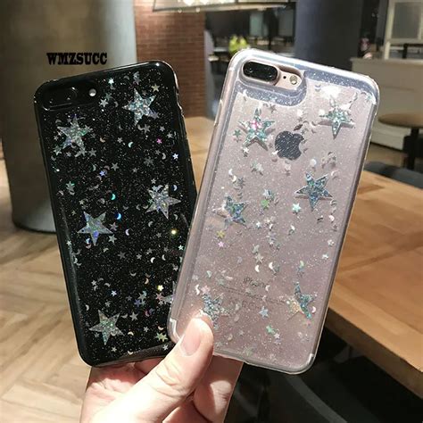 Wmzsucc Glitter Bling Moon Stars Images Case For Iphone 7 6 6s Plus