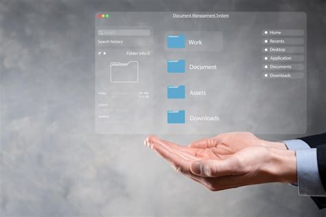 Concepto de gestión de documentos iconos de pantalla virtual sistema de gestión de documentos