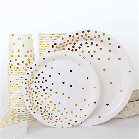 White And Gold Party Supplies White And Gold Dots Paper Dinner Plates