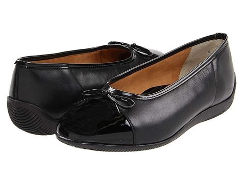 Ara Bella Womens Dress Flat Shoes Black Leather Wpatent Toe Flat