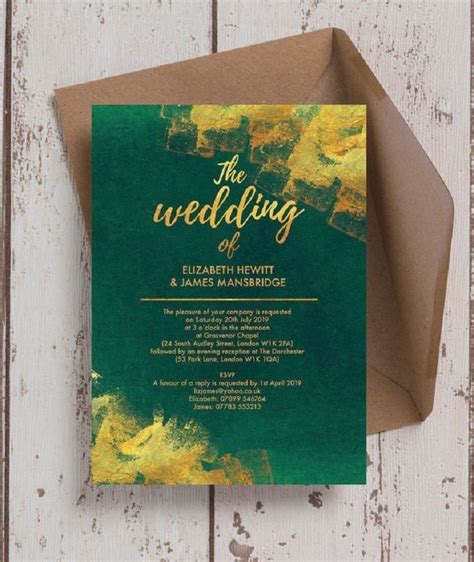Emerald Green Wedding Invitation Template Free