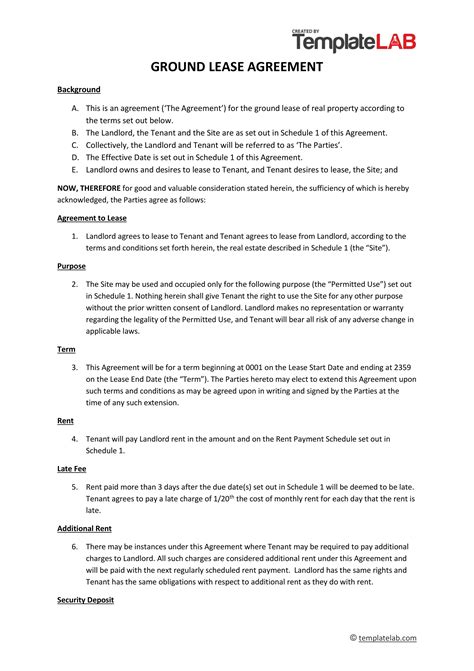 37 Free Land Lease Agreements Word And Pdf Templatelab