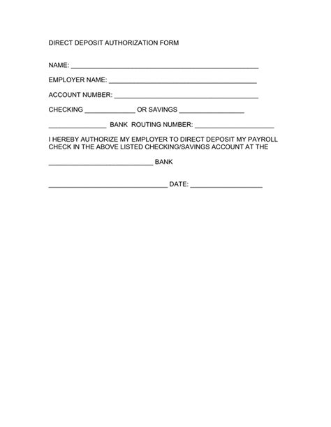 Direct Deposit Form Download Free Documents For PDF Word And Excel