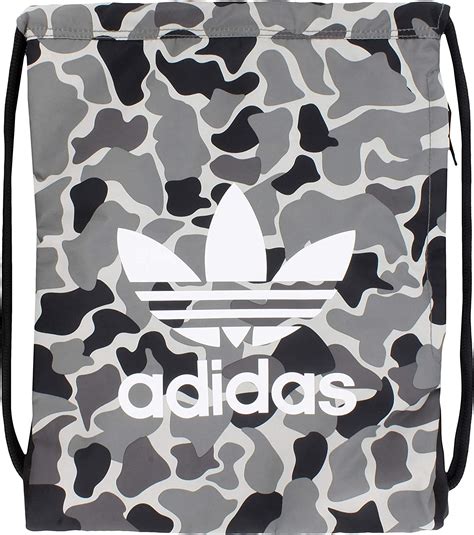 Amazon Com Adidas Originals Unisex Trefoil Sackpack Camo Aop Carbon Black White One Size