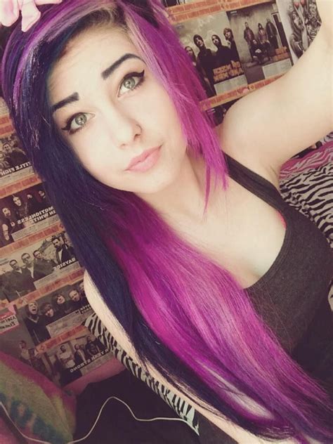 Half Purple Hair Colorful Hair Pinterest Two Tones