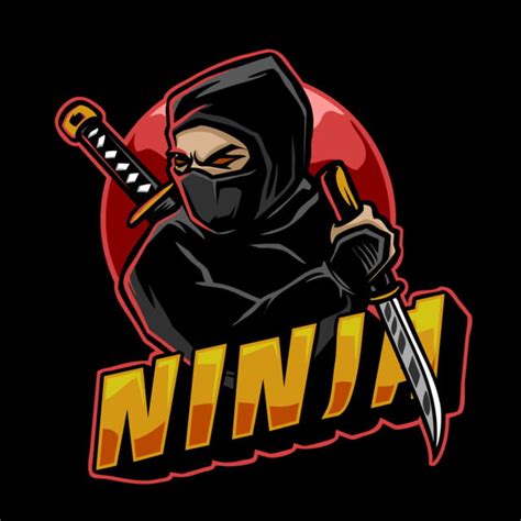 Ninja Warrior Logo Desain Maskot Vektor Clipart Ninja Ninja Pejuang