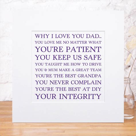 Personalised Things We Love About Dad Print By Faith Hope And Love