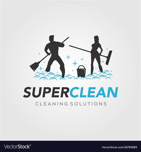 Super Clean For Cleaning Service Logo Royalty Free Vector