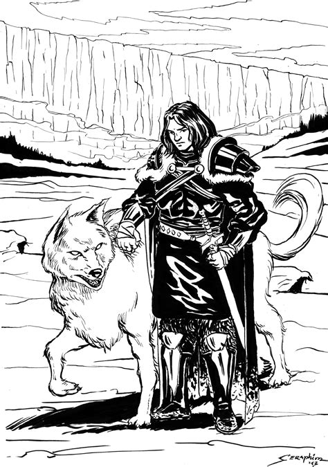 "Jon Snow and Ghost", from George R. Martin's "A Song of Ice and Fire