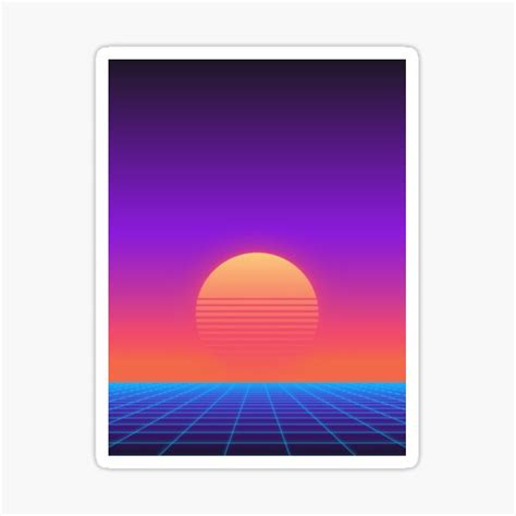 Retro Vaporwave Sunset Design Sticker By Justjonboy Redbubble