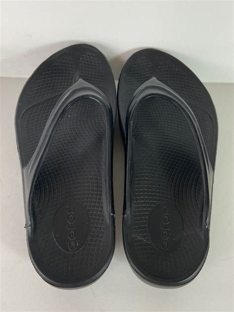 oofos oolala women s size 7 black flip flop thong recovery sandals ebay