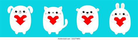 Happy Valentines Day White Cat Kitten Stock Vector Royalty Free