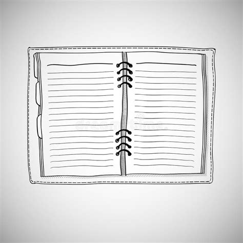 Sketch Of Notebook Vector Illustration With Hand Drawn Leaf Of