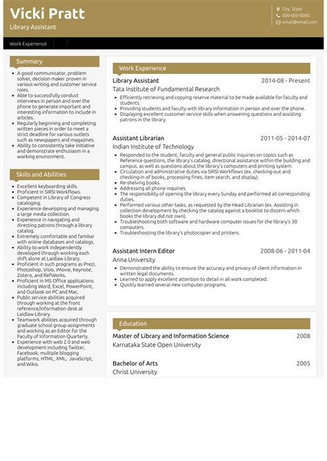 Check spelling or type a new query. Library Assistant - Resume Samples and Templates | VisualCV